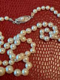 Colier din perle naturale cu încuietoare din aur alb 14 k