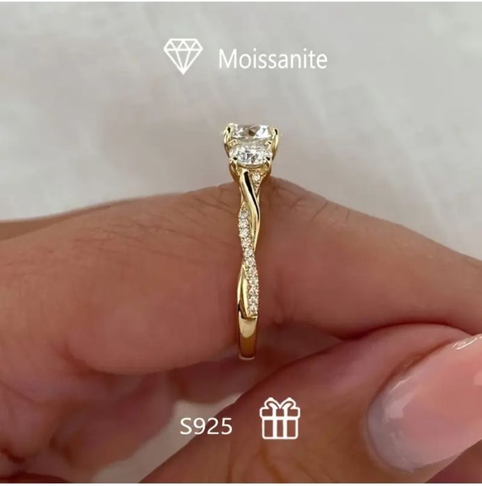 Inel argint cu Moissanite real - diamante de laborator