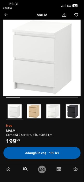 Comoda MALM alb mat IKEA