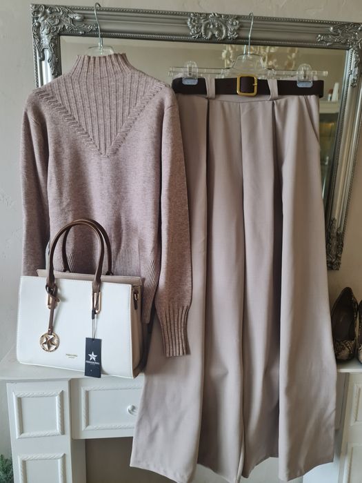 НОВ сет панталон, блуза, чанта, обувки