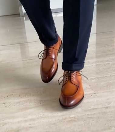 Pantofi derby 40.5 41 split toe de lux lucrati manual Campanile NOI