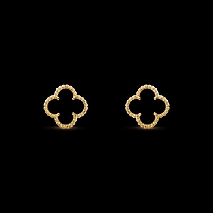 Van Cleef & Arpels VCA Gold Black Sweet Alhambra Clover Дамски Обеци
