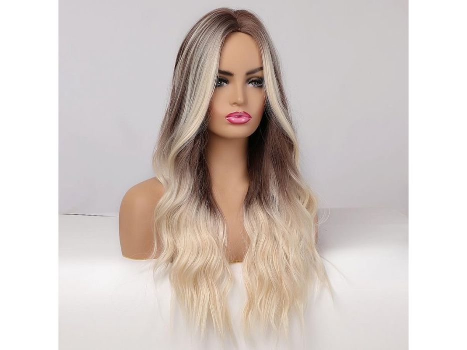 Омбре кафява перука с руси кичури