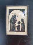 Tablou siluetă religioasă vintage – decupaj hârtie, 24,5x19 cm
