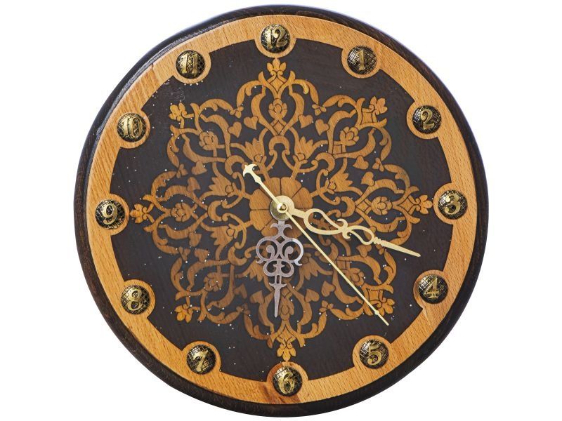 Ceas de perete din lemn, lucrat manual Mandala wooden 53002