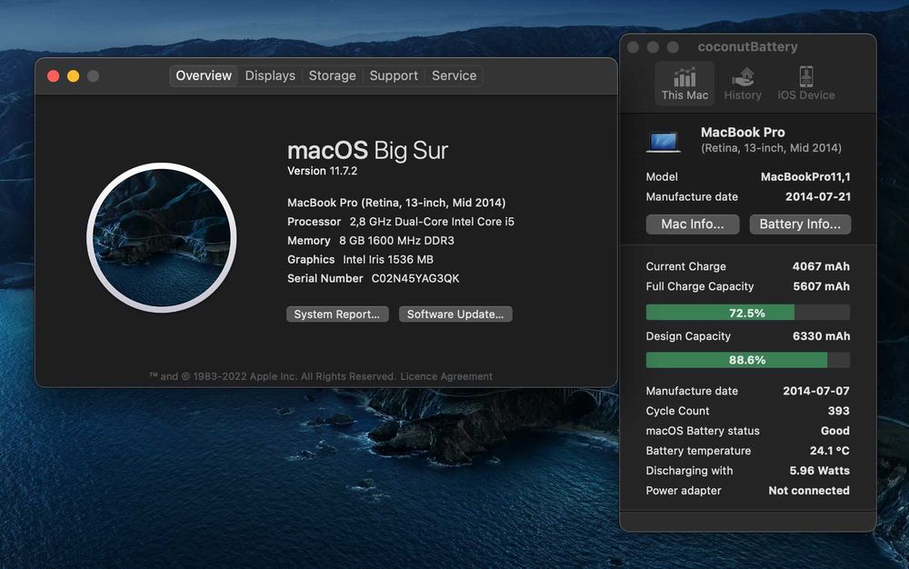 Macbook Pro Retina 13" 2014, i5, 8 GB, SSD 512 GB, stare foarte buna