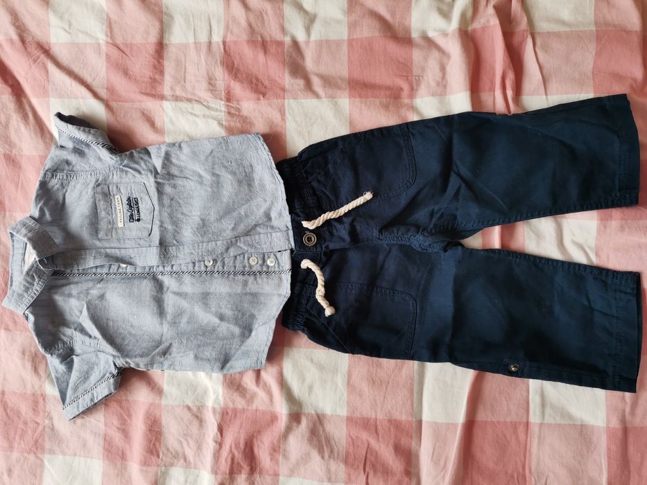 Camasa si pantaloni In si Bumbac 80, 9-12 luni