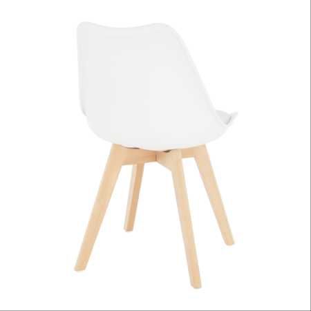 Промо! Стол от бяла екологична кожа, крака от бук Бали 48х56х81см