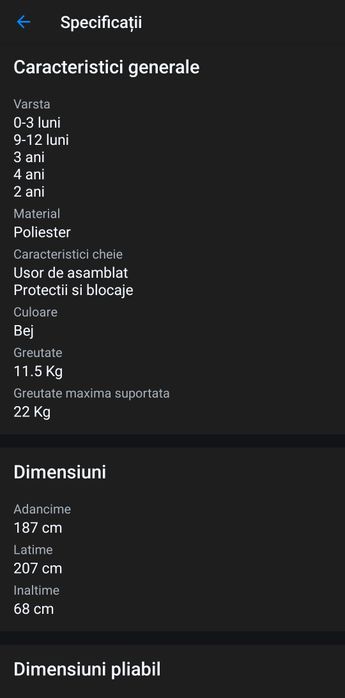 Tarc de joaca copii  Lionelo Willow XL dimensiune 200 x 180