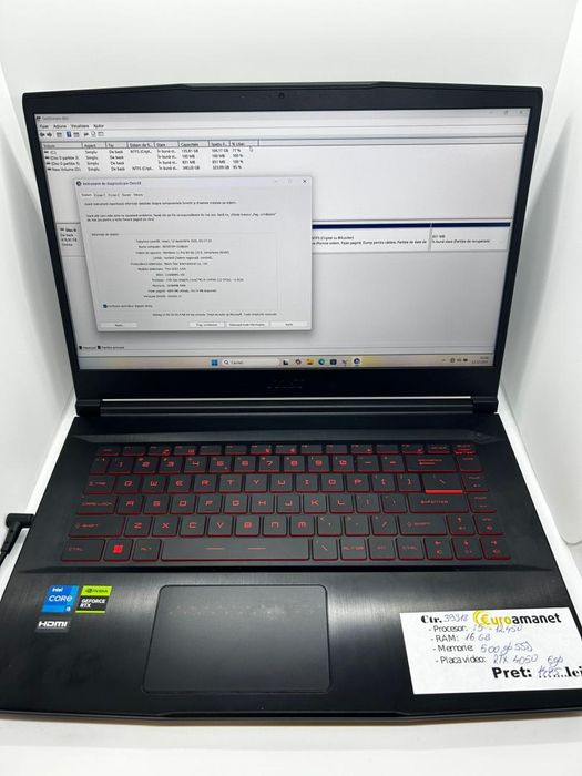 Laptop Gaming MSI i5-12450H 15.6" FHD, 16GB, SSD 512GB,RTX 4050 -D-