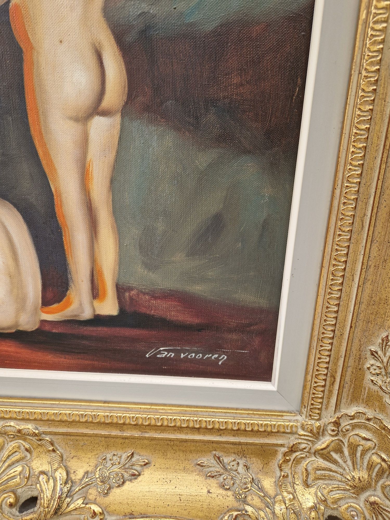 Страхотна антикварна белгийска картина масло върху платно