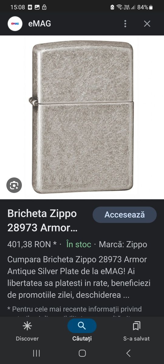 Bricheta Zippo Armor Antique Silver Plate