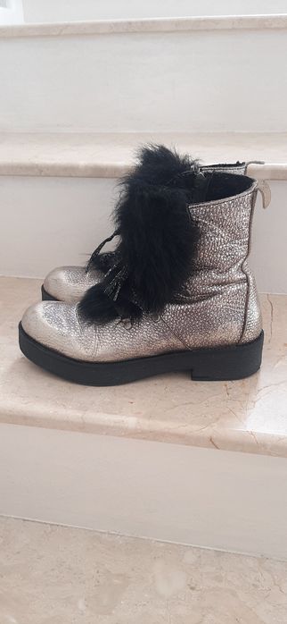 Botine din piele cu blana pentru femei/38