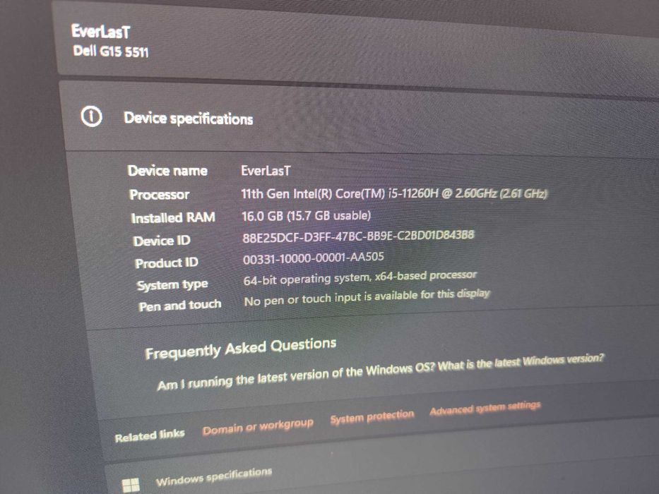 Laptop Gaming Dell g15 5511