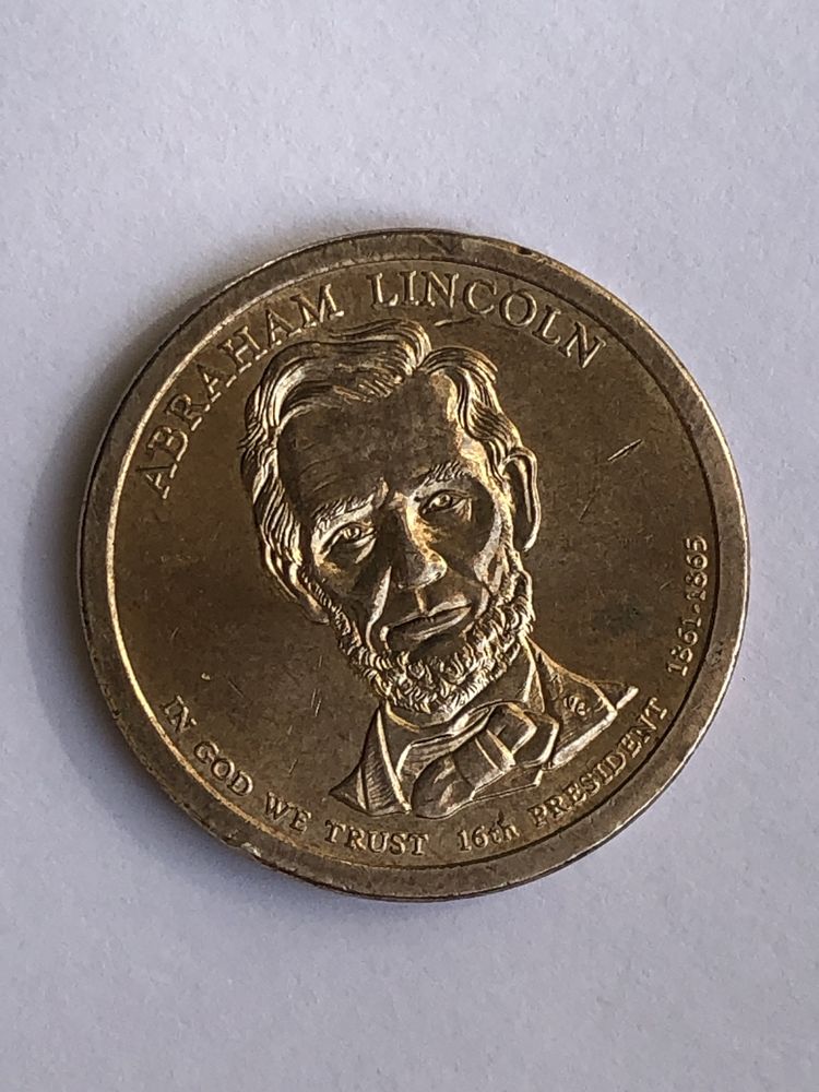 Монета 1 $ доллар США с А. Линкольн 2010 г