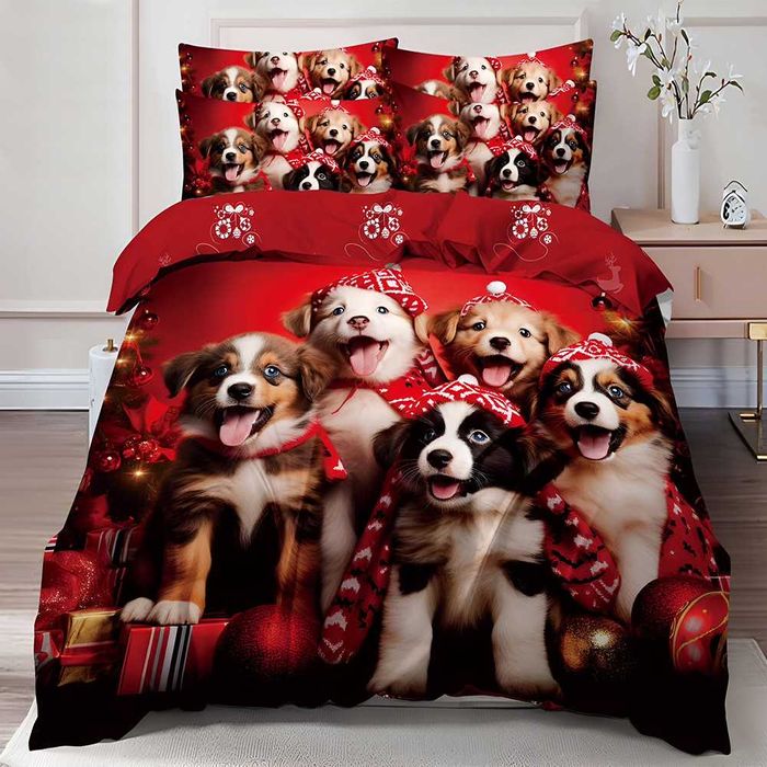 Двулицево коледно спално бельо (Реално изображение), 6 части