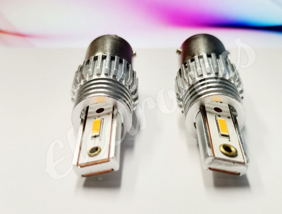 Комплект LED крушки 21W,  Bau15s, Canbus, amber 2 броя