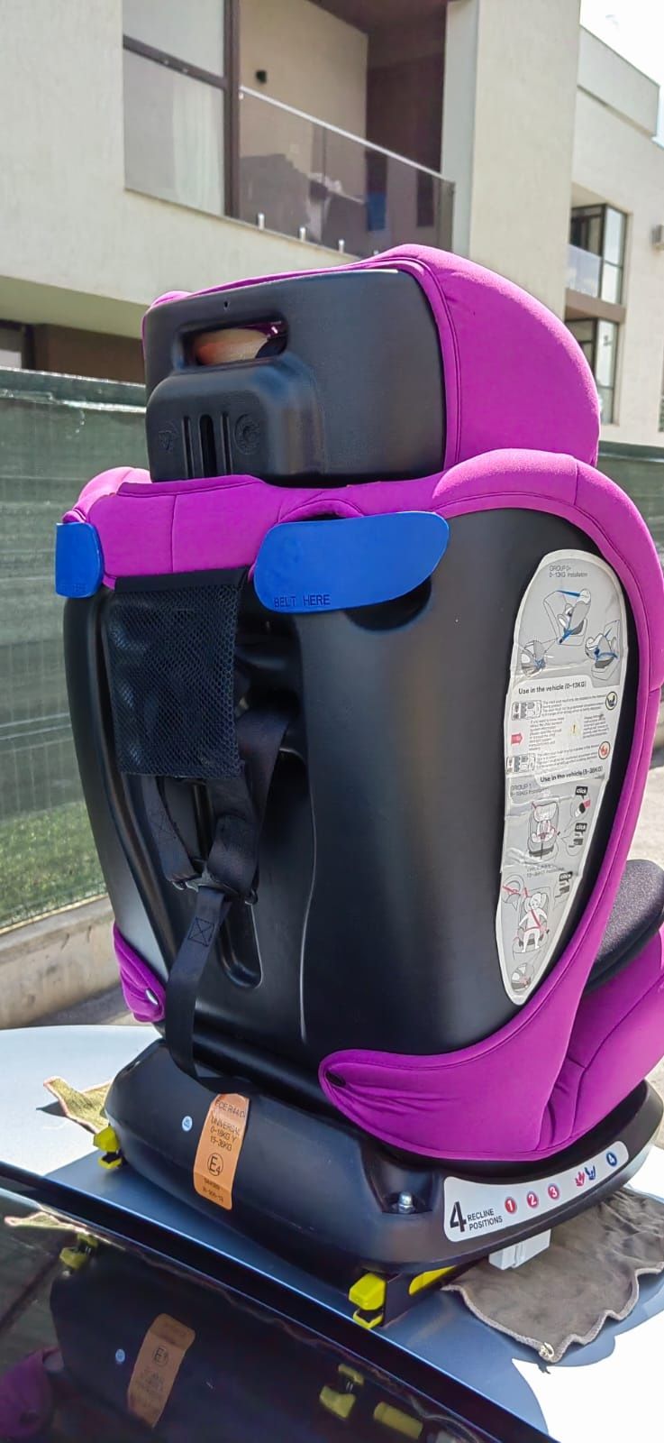 Scaun Auto copii Riola cu Isofix BUF BOOF Purple 0 36 kg pozitie somn