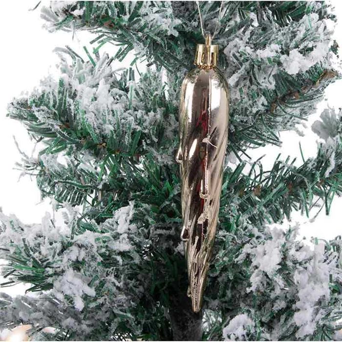 Комплект пластмасови коледни топки и звезда за елха, златисто, 33 бр