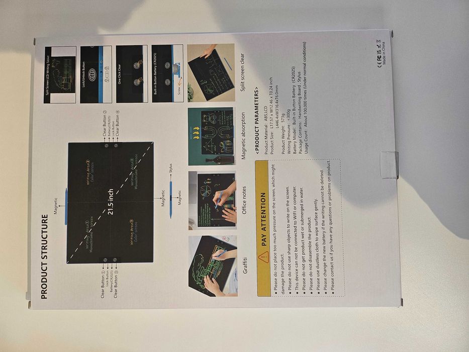 Tableta de scris/desenat color dubla Techone® Draw Pro, 21 inch, LCD