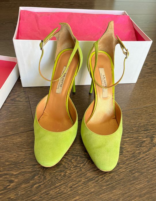 Pantofi piele Musette cu toc piele intoarsa