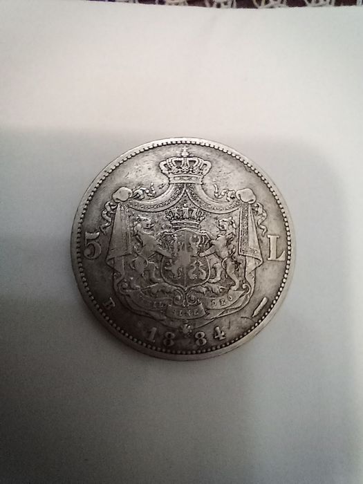 Moneda Romania 5 LEI 1884 ( Arg .rara , piesa frumoasa de colecție )