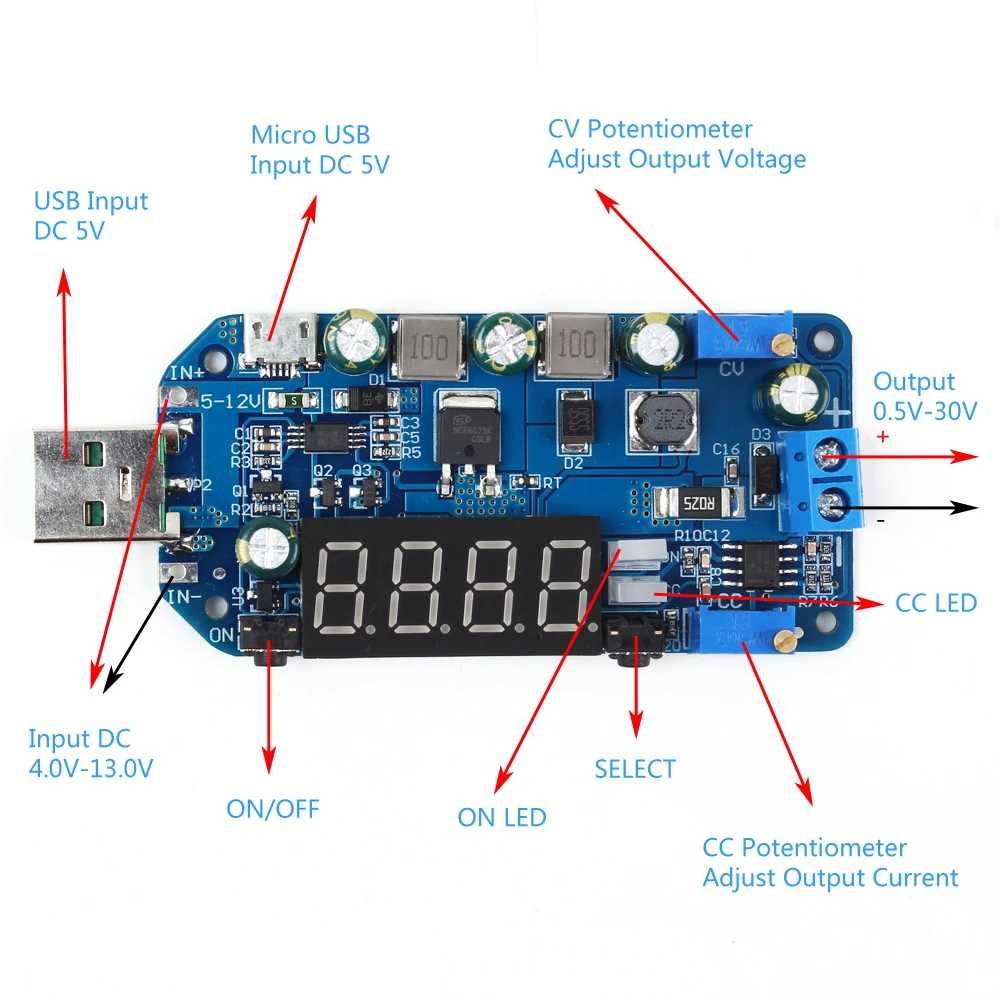 15W Adjustable DC-DC CC CV USB 5V