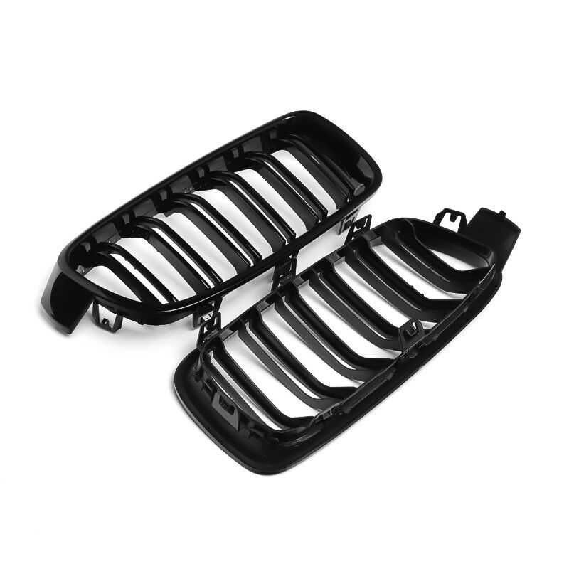Решетки Бъбреци за БМВ BMW 3 серия F30 F31 2012+ Черен Гланц Двойни