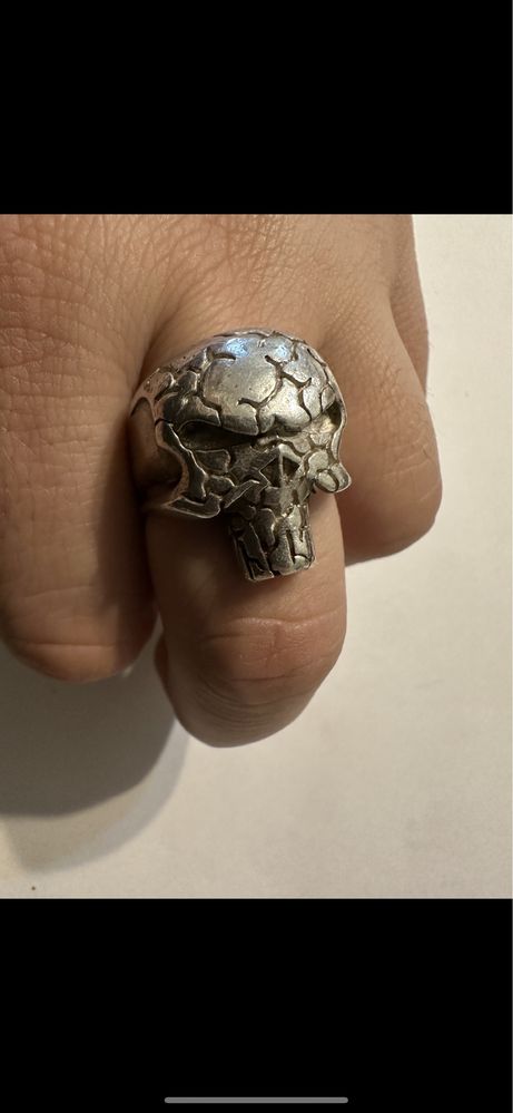 Inel argint  craniu memento mori skull