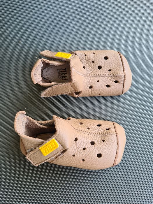 Sandale barefoot bebelusi Tikki, bej, piele naturala, marimea 18