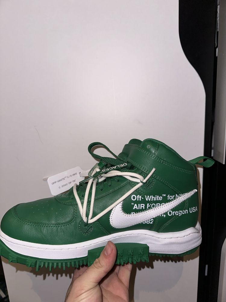Nike Air Force 1 mid OFF-WHITE Pine Green 43 номер