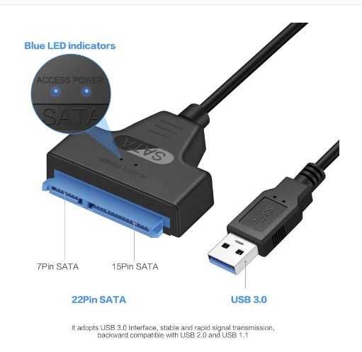 Кабел USB 3.0  към 2,5" SATA III(или SATA II) твърд диск или SSD