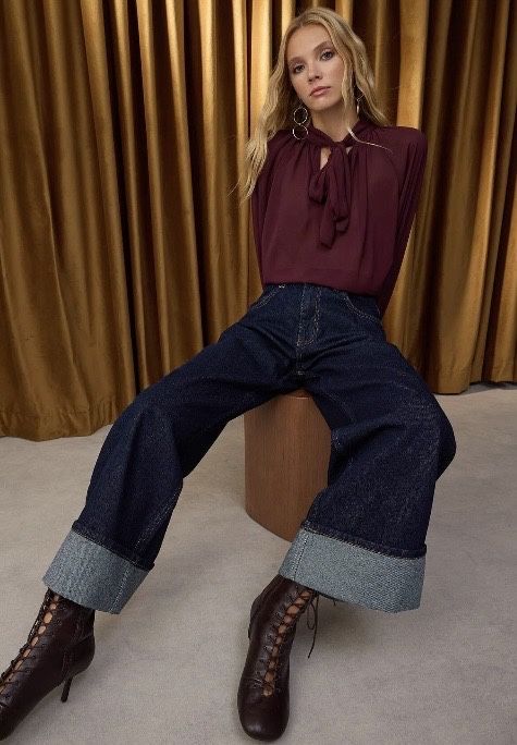 Дамски широки дънки