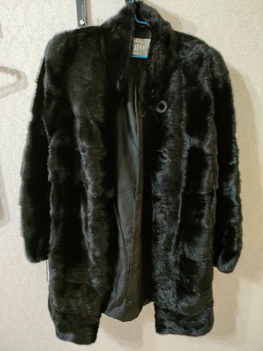Норковая шуба, черный графит
