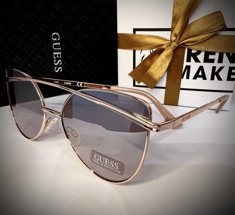%ПРОМО% GUESS – Дамски метални слънчеви очила "GOLD AVIATOR" нови