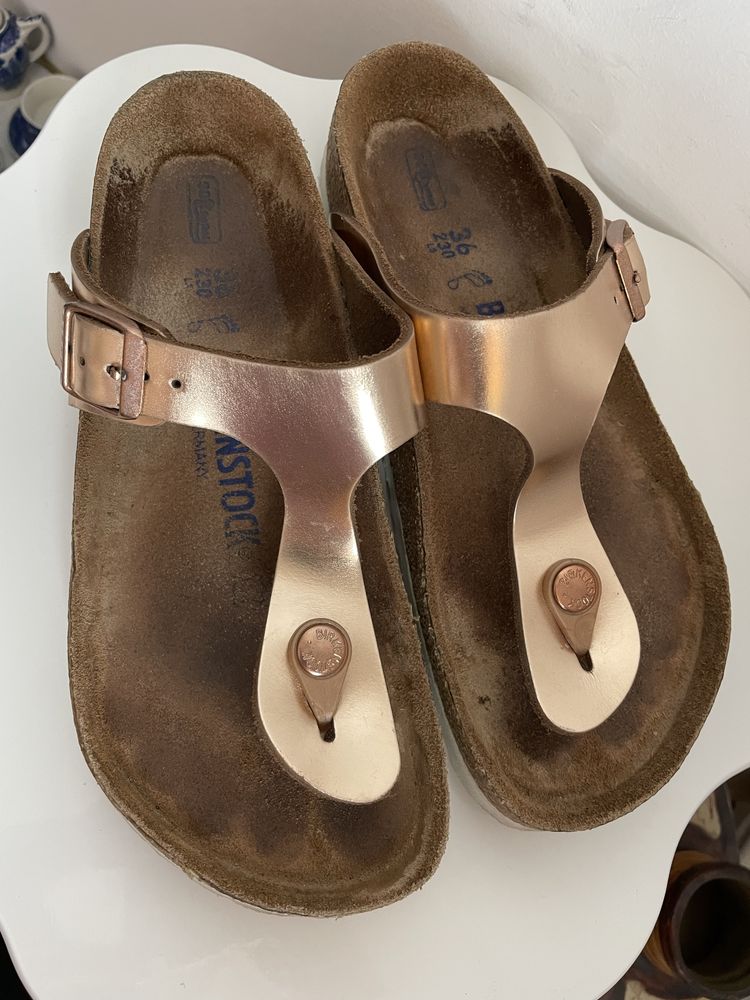 Birkenstock Gizeh rose gold piele 36 wide