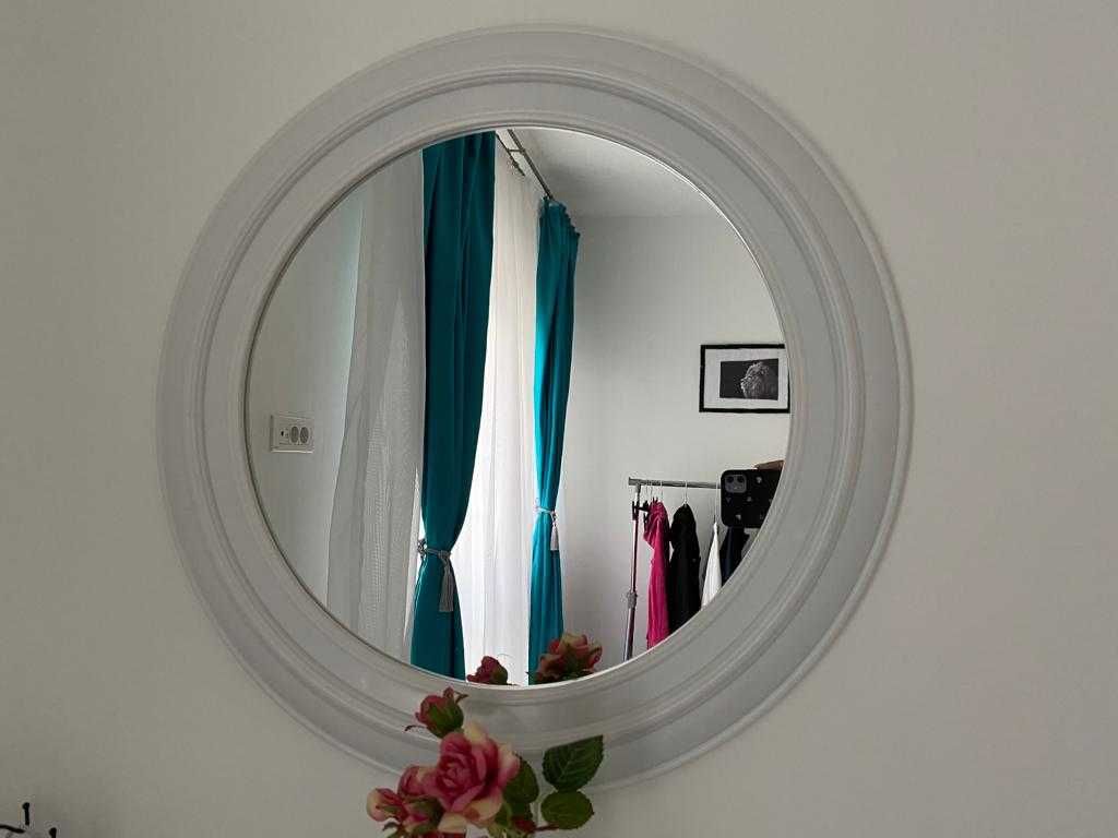 Vand oglinda decorativa rama alba 56/41 cm