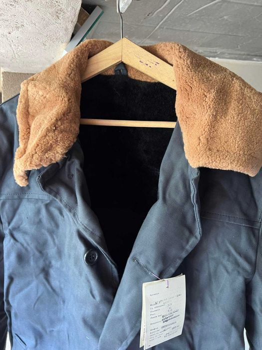 Ватирана шуба с третирана агнешка кожа