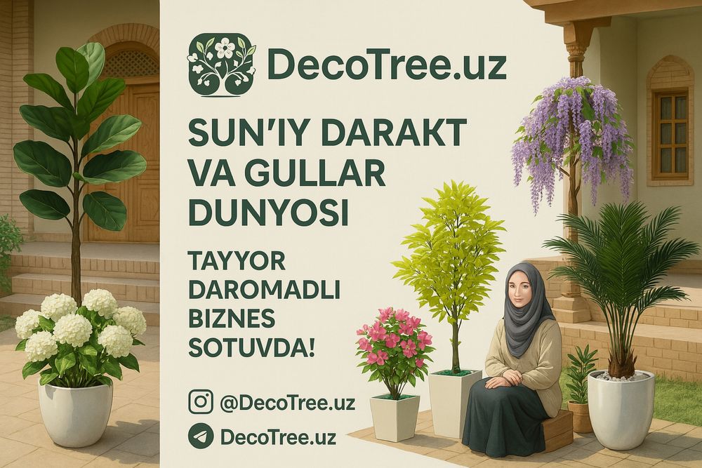 Oyiga 2.000$ daromad olib keladigan sun’iy daraxt va gullar biznesi