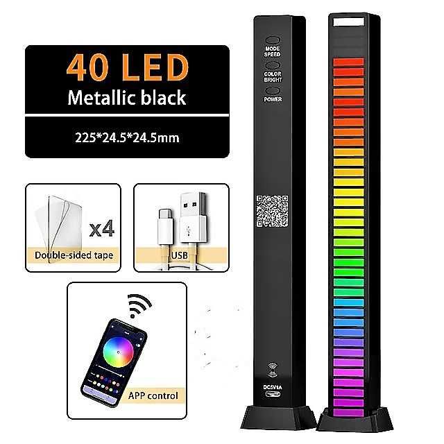 Эквалайзер светодиодный RGB 40 led с музыкальным управлением