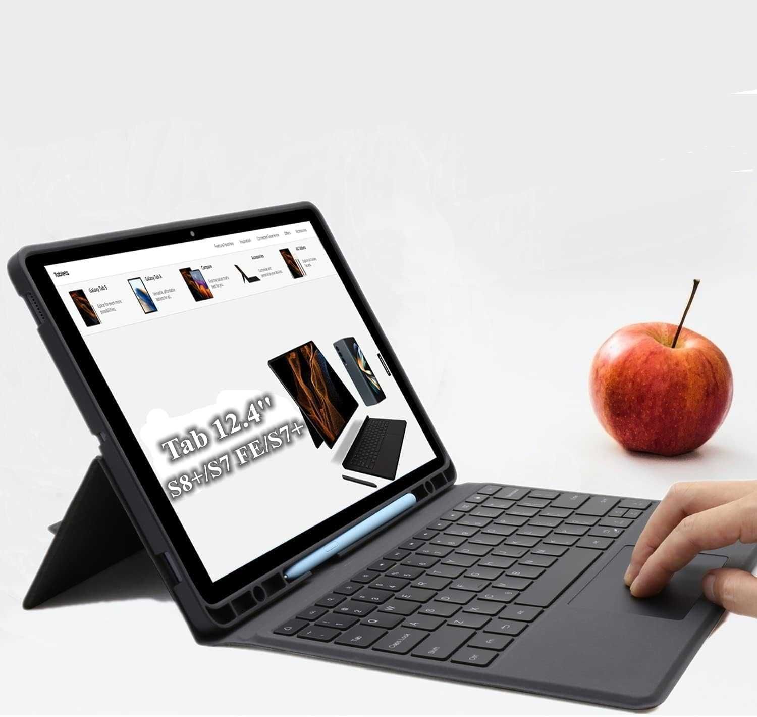 Husă ROOFEI Galaxy Tab S7 FE/S8+/S7+ cu tastatură QWERTZ 12,4 inchi