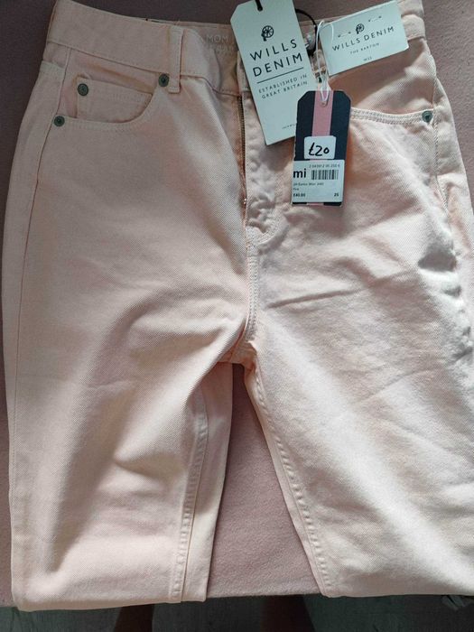 Дамски дънки Jack Wills Mom Jeans розови бледи размер 25W