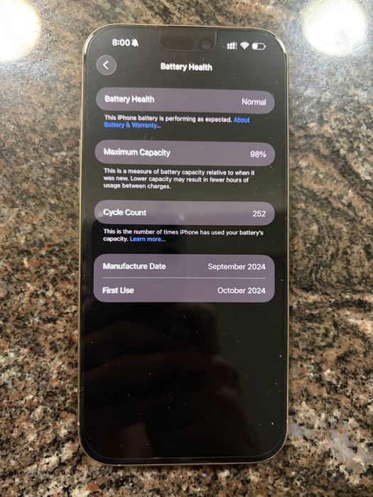 iPhone 16 Pro Max 256Gb Desert Titanium impecabil 98%