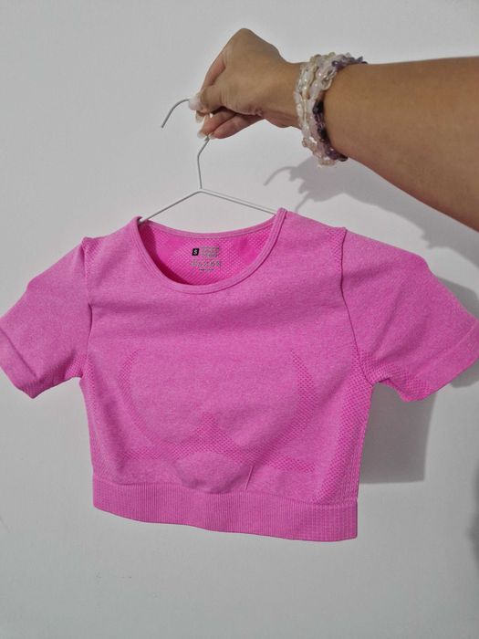 Set sport roz format din top si colanti