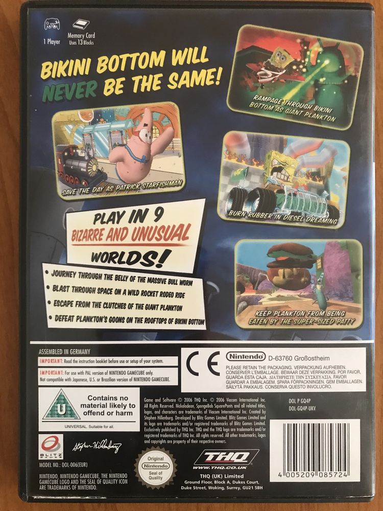 SPONGEBOB SQUAREPANTS : Creature From The Krusty Krab GameCube