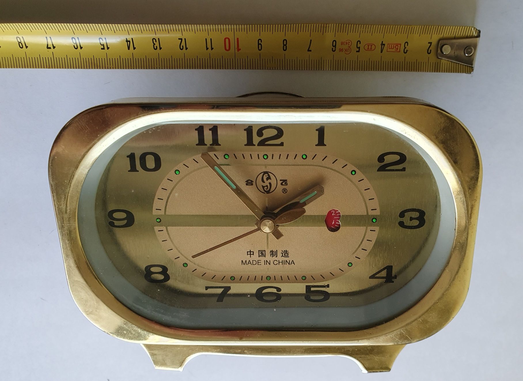 Ceas mecanic cu alarma china auriu vintage sonerie chinezesc