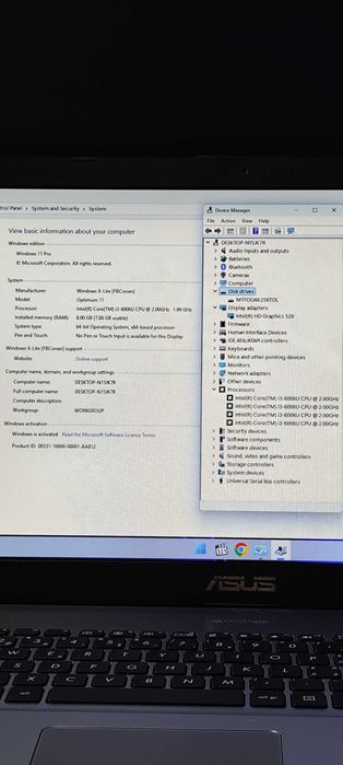 Vand Laptop Asus I3 8 GB ram DDr4 SSD 256 GB display 17.3 inch
