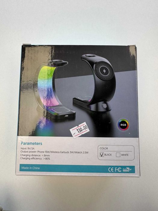 Incarcator wireless 3in1, 15W, Compatibil cu Apple, Negru