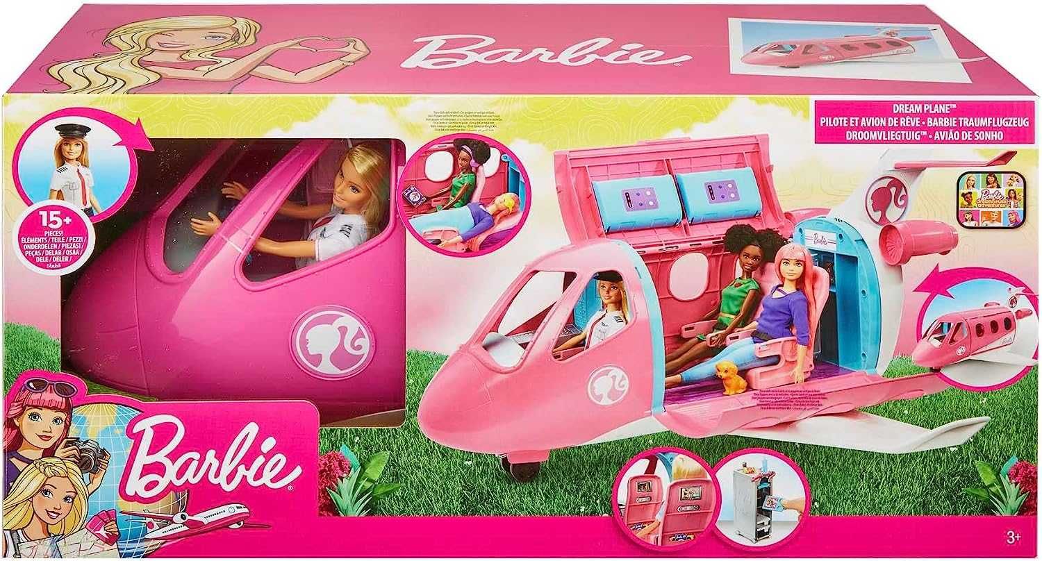 Barbie Барби на път самолет с пилот кукла Barbie и 15 аксесоара