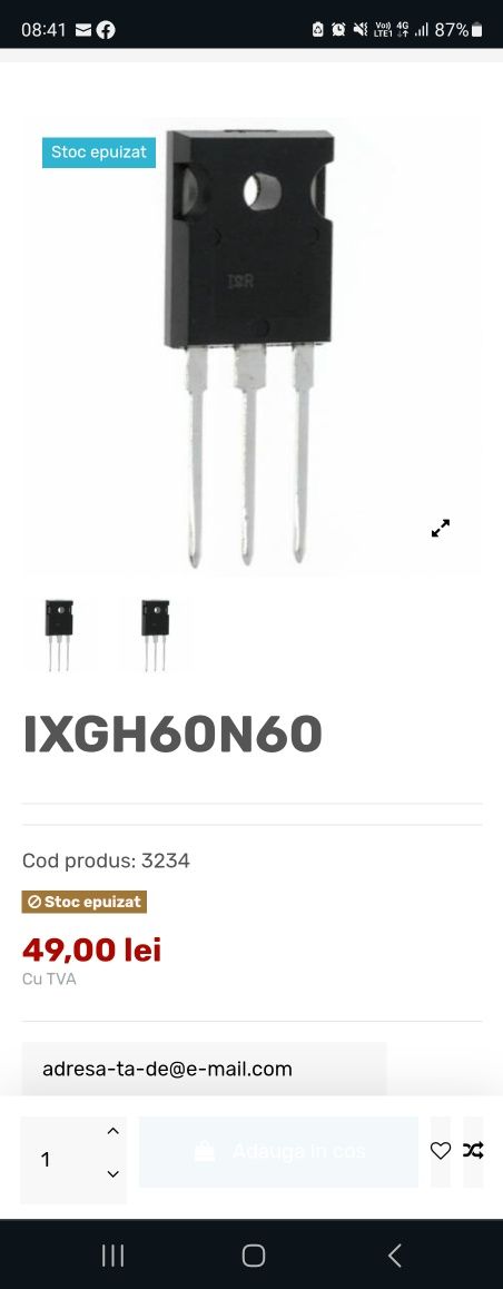 Tranzistoare IXGH60 amplificator